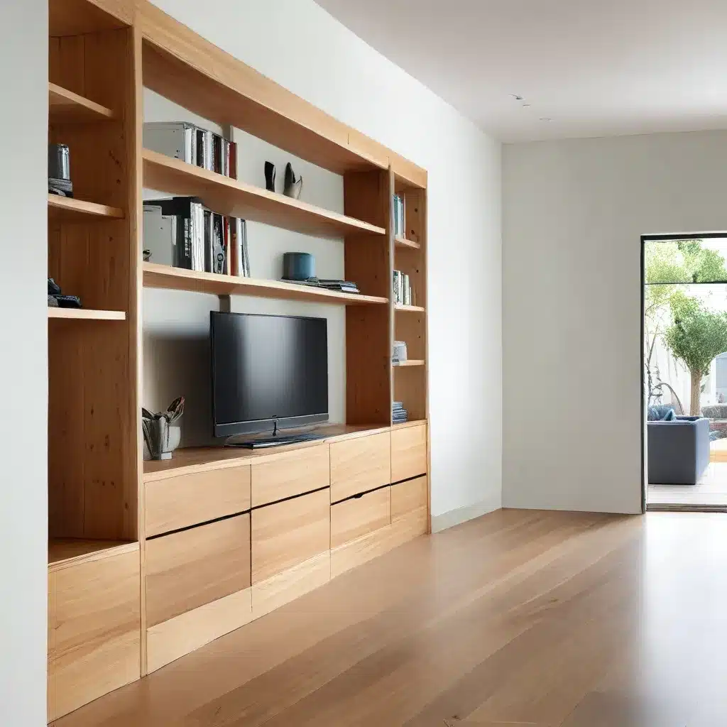 Sleek Built-In Timber Shelving