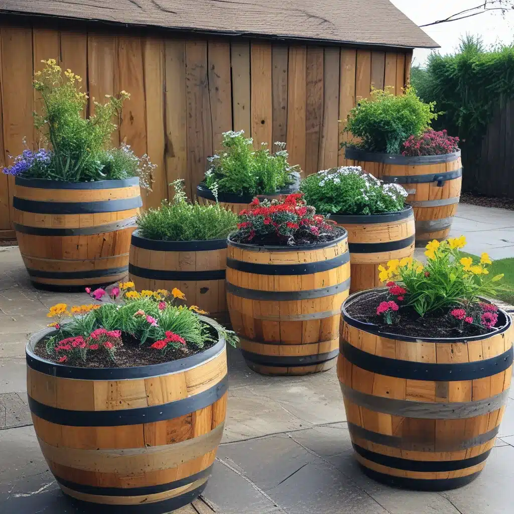 Upcycled Whiskey Barrel Planters